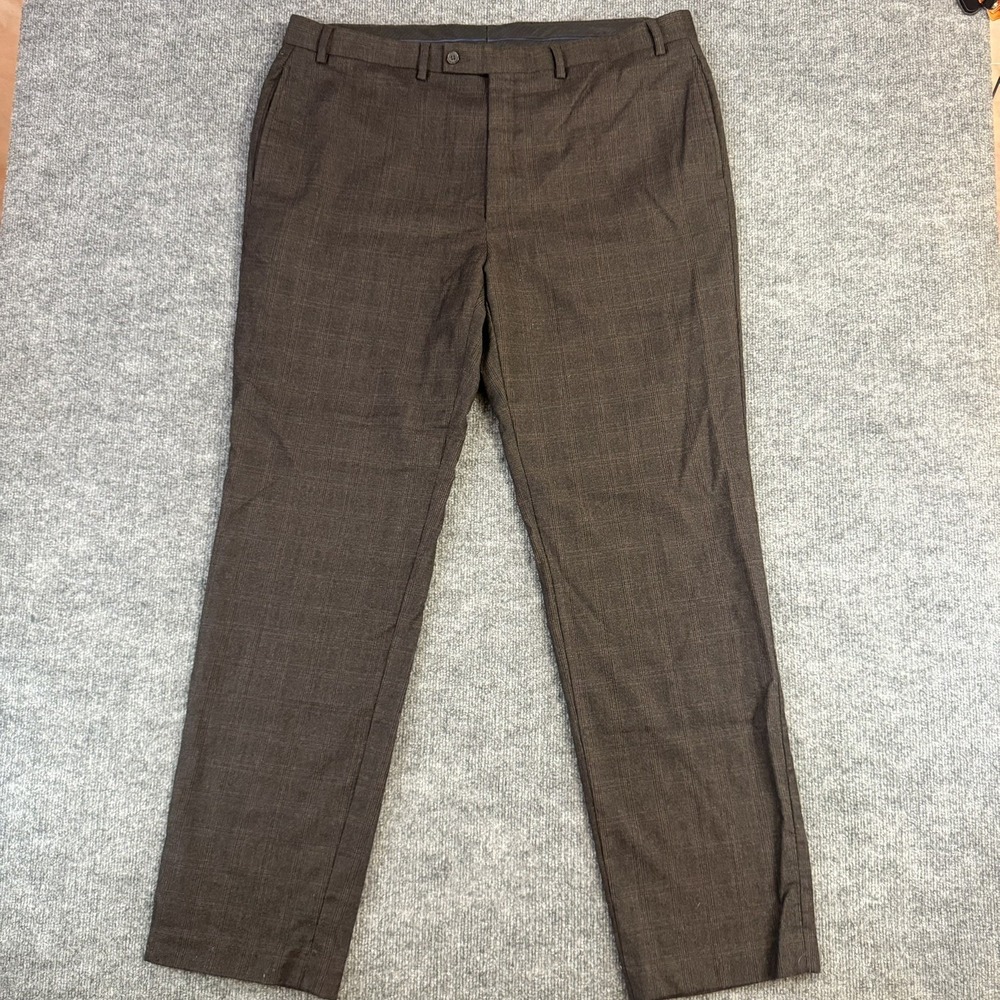 Lauren Ralph Lauren Dress Pants Mens 40x34 Brown Plaid Wool Flannel Flat Front